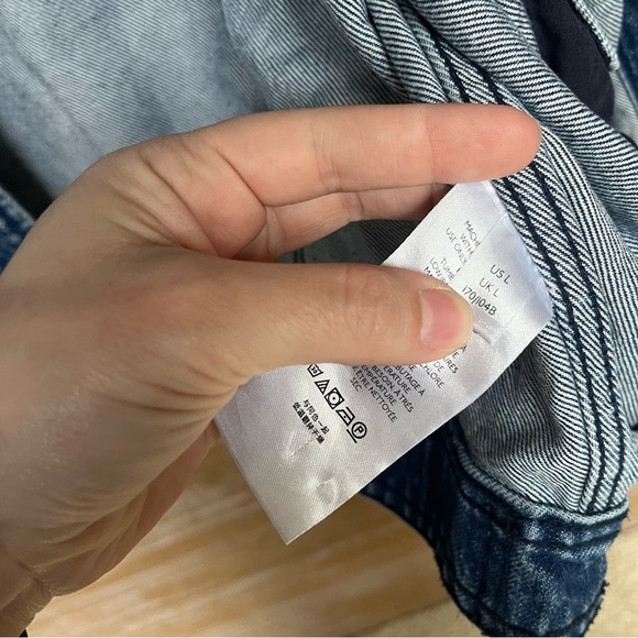 Free People Crop Denim Trucker Jacket Western Preppy Boho Dark Wash Womens L - Picture 2 of 6